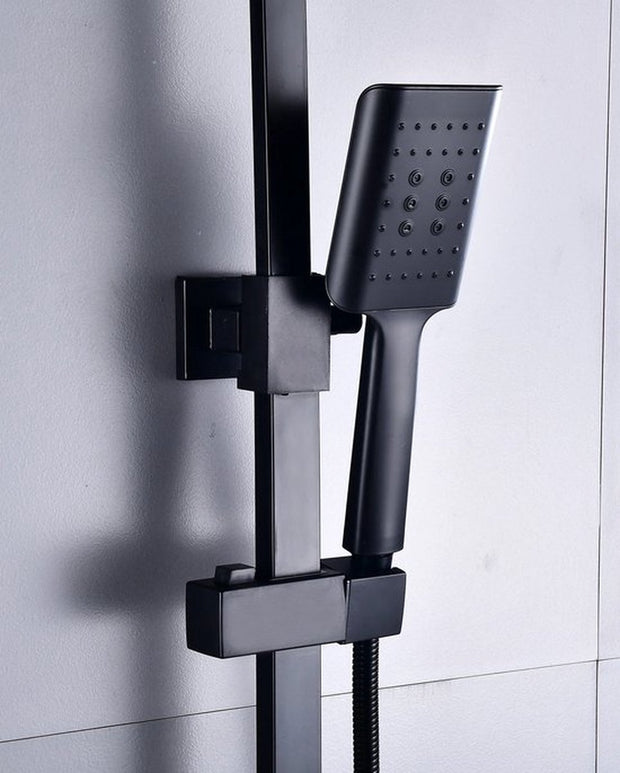 Doucheset Zwart - Regendouche - Met Thermosstaat - Douchekop - Douchestang - Douche Set - Doucheset Met Thermostaatkraan