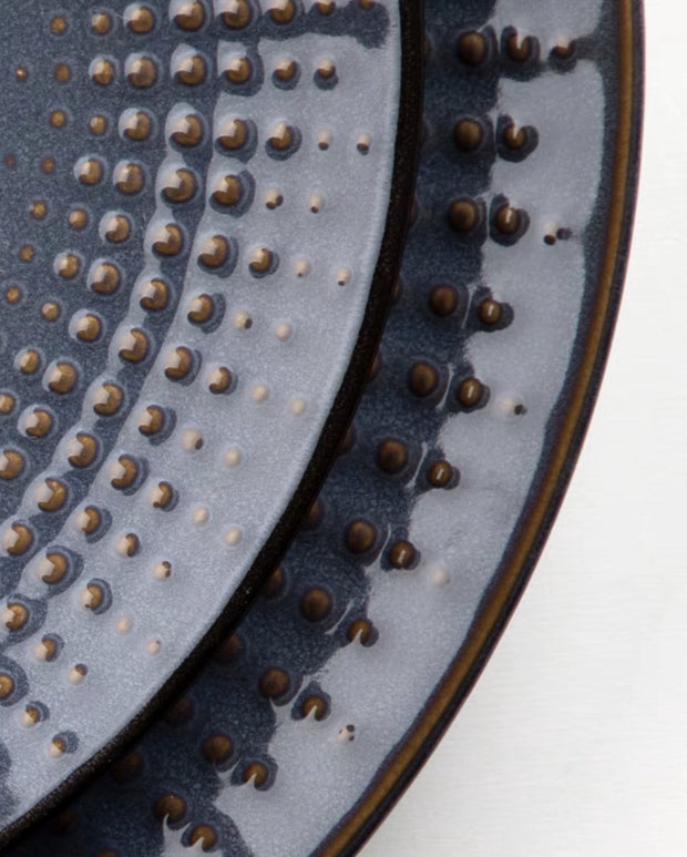 Dinnerware set Blue - Ceramic - 4 large plates - 4 small plates - 4 bowls - 4 cups - 16 pieces - Relief - Blue