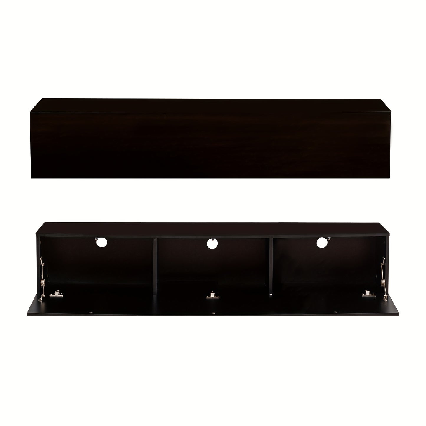 Tv Kast – TV Meubel – Lowboard – Wandmeubel – Hangend Meubel – Zwart – Metaal – 160x30,5x34 cm