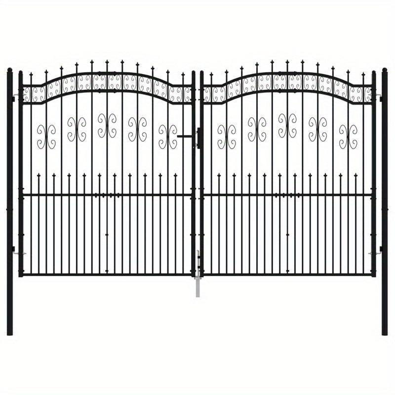 Poort Met Latten – Tuinpoort – Hekwerk – Afsluiting – Toegangspoort – Gepoedercoat Staal – 305x223 Cm – Stevig En Weerbestendig