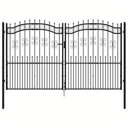 Poort Met Latten – Tuinpoort – Hekwerk – Afsluiting – Toegangspoort – Gepoedercoat Staal – 305x223 Cm – Stevig En Weerbestendig