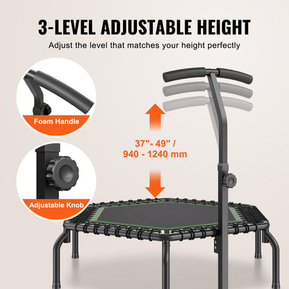 Mini Trampoline – Minitrampoline – Fitness Trampoline – Rebounder – Springmat – Verstelbaar Handvat – Draagkracht 204 kg