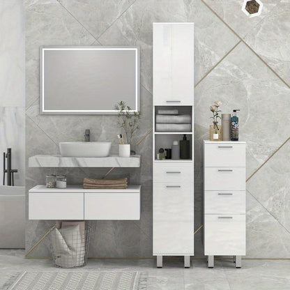 Badkamerkast – Opbergkast – Kast Met Laden – Badezimmerschrank – Toiletkast – Ruimtebesparend Ontwerp – Vochtbestendig Spaanplaat