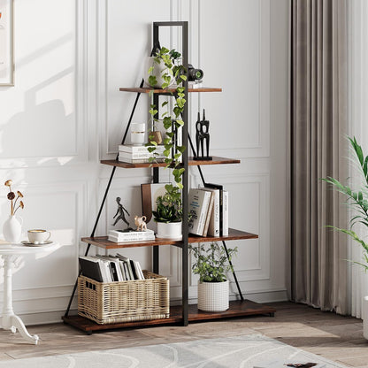 Boekenkast – Boekenplank – Wandrek – Boekenrek – Opbergkast – Smal Bootvormig Design – Stevig MDF 4-Lagen - Bruin
