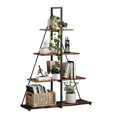 Boekenkast – Boekenplank – Wandrek – Boekenrek – Opbergkast – Smal Bootvormig Design – Stevig MDF 4-Lagen - Bruin