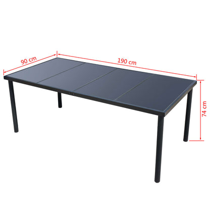Tuinset – Tuinmeubelset – Buitenmeubilair – Terrasset – Eettafelset Zwart – 8 Stoelen – Gehard Glasblad – Waterafstotende Textielbekleding