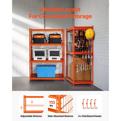 Stellingkast – Opbergrek – Magazijnstelling – Opbergkast – Metalen Rek – 4 Laags Verstelbaar – Draagvermogen 1088 kg