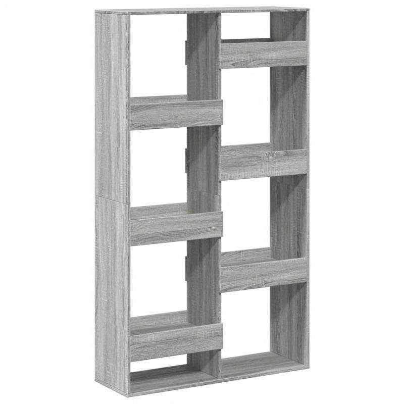 Elegant Gray Sonoma Oak Wood Room Divider - 100x33x175cm, Multi-Shelf Storage Organizer with Open Top, Ideal for Office, Bedroom, Living Room, Study - Modern Minimalist Design, Office Decor