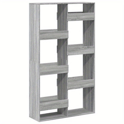 Elegant Gray Sonoma Oak Wood Room Divider - 100x33x175cm, Multi-Shelf Storage Organizer with Open Top, Ideal for Office, Bedroom, Living Room, Study - Modern Minimalist Design, Office Decor