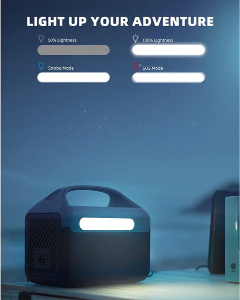 Draagbare Krachtcentrale - SOS Accu - Led Verlichting - Zonne Energie - Omvormer - Grijs - Met LCD Scherm - Fast Charge - 179.2Wh - Mini - lichtgewicht - 56000Mah