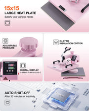 Hittepers - Roldruk - 38x38CM 5 in 1 - Geschikt voor T-shirts - Kussenslopen - Hoeden - Mokken - Keramische Borden - Roze