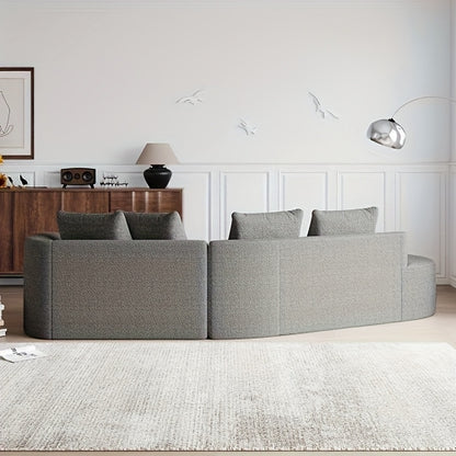 Hoekbank – Hoeksalon – L-vormige Bank – Zithoek – Slaapbank – 4-Zits Oversized – Modulaire Opstelling – Grijze Stof – Diepe Brede Zitting – Zonder Houten Onderdelen