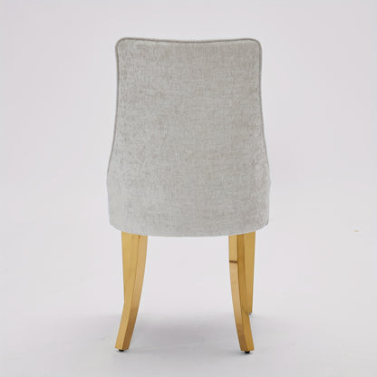 Eetkamerstoelen – Stoelen – Dining Chairs – Tuinstoelen – Keukenstoelen – Beige Met Gouden Poten – Zacht Gevoerd Zitvlak – Stevig Roestvrij Stalen Frame