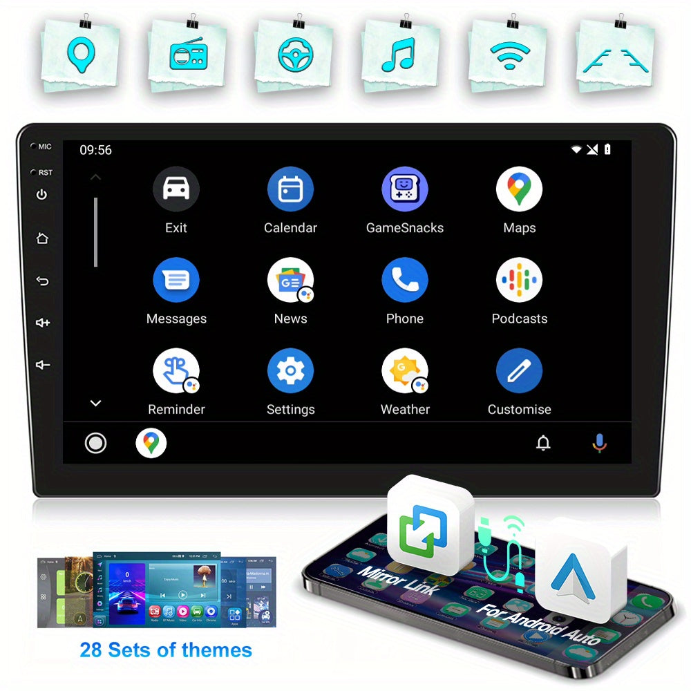 Autoradio – Car Stereo – Multimedia Speler – Auto Radio – Navigatiesysteem – 10,1 Inch HD Touchscreen – Draadloze CarPlay & Android Auto – Inclusief Canbus, WiFi, GPS, Achteruitrijcamera en Microfoon
