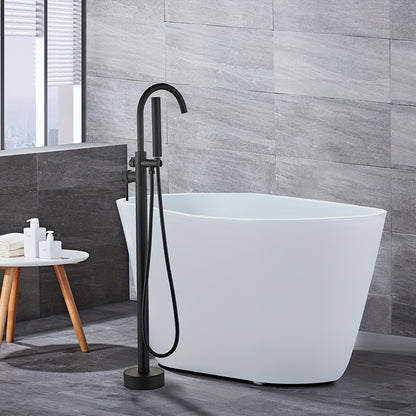 Vrijstaande Badkraan – Vrijstaand Badmengkraan – Badmengkraan Met Handdouche – Vloerkraan – Waterval Badkraan – Matte Zwarte Afwerking – Messing – 110 cm