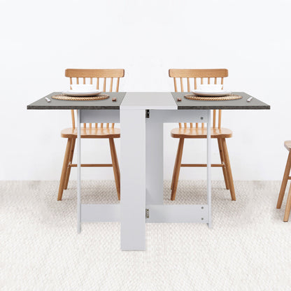 Keukentafel voor 4 Personen – Eettafel – Tafel – Bar-/Ontbijttafel – Keukentafel – Modern Grijs-Wit Design – Stevig Metalen Frame 103x76x73,4 cm