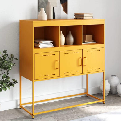 Sideboard 100.5x39x107cm steel mustard yellow Practical and removable