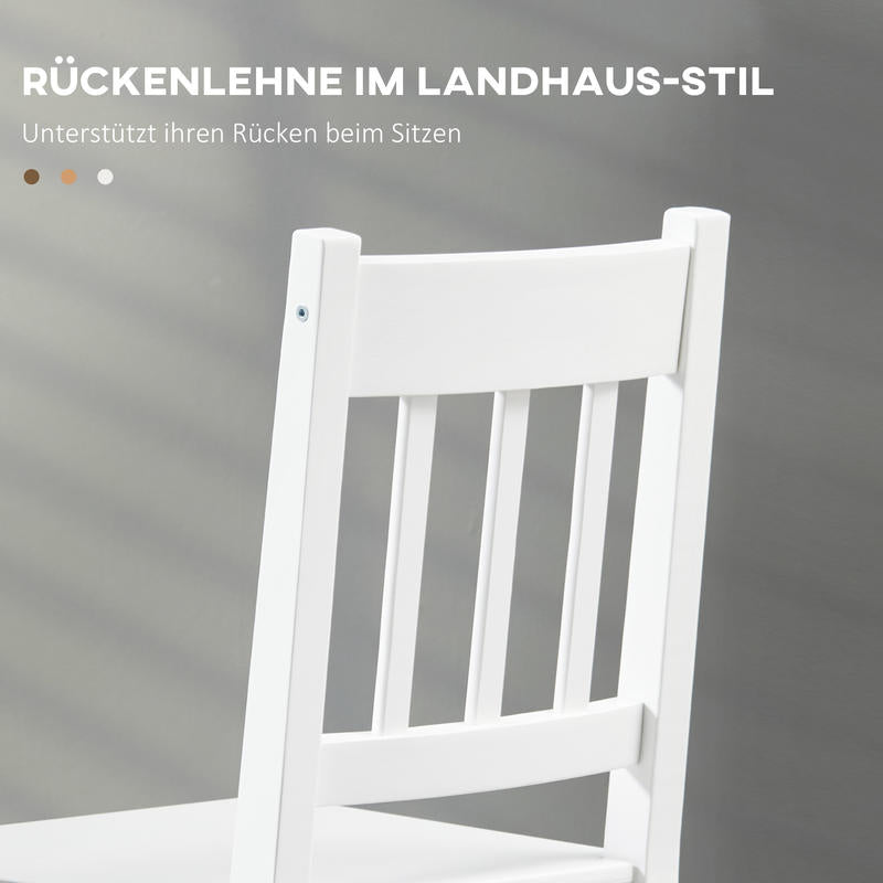 2er-Set Esszimmerstuhle Kuchenstuhle Stuhle, Massivholz, 41cm x 46.5cm x 85.5cm, Wei