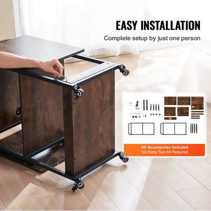 Heat Press Tafel – Werktafel – Werkbank – Opbergtafel – Mobiele Tafel – Inklapbare Zijpanelen – Geïntegreerd Oplaadstation