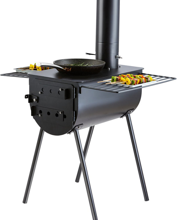 Draagbare Houtkachel - Camping Hot Tent BBQ-oven Buiten met Pijpen - 59 x 79 x 262 cm  - Kamergrootte 55 x 33 x 29,5 cm