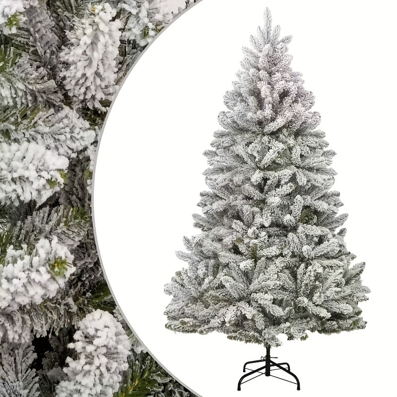 Artificial Christmas Tree Measuring 2.1 Meters, Perfect for Festive Centerpieces, Featuring a Large Snowflake Design, a White Articulated Spruce, And Easy-To-Assemble Decorations.