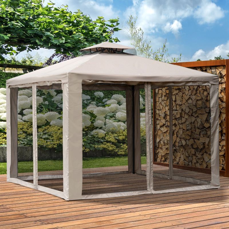 Partytent – Partytent Paviljoen – Tuintent – Feesttent – Tuinpaviljoen – 3x3 Meter – Waterdicht Polyester Dak – Insectenwerende Mesh Zijwanden