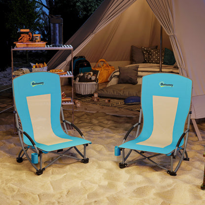 2-Persoons Campingstoel – Klapstoel – Vouwstoel – Outdoorstoel – Festivalstoel – Lichtgewicht Met Bekerhouder – Ademend Mesh Rugleuning – Max 120 Kg Capaciteit – Blauw