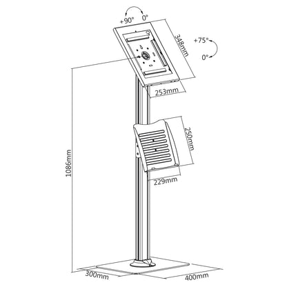 Vloerstaande Tabletstandaard – Tablet Houder – Tablet Kiosk – Tablet Standaard – Tablet Steun – Verstelbare Kijkhoek – Anti-diefstal Slot
