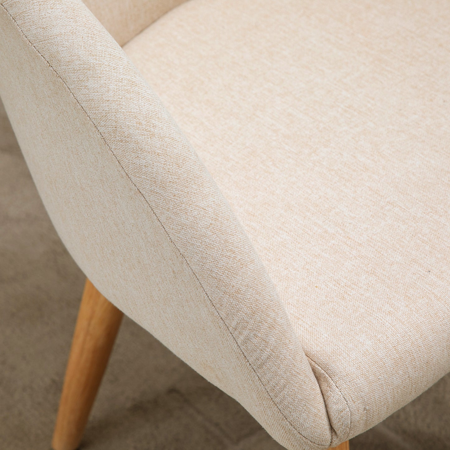Eetkamerstoel – Kuipstoel – Stoel – Designstoel – Meubel – Set van 2 Beige Scandinavische Eetkamerstoelen – Ergonomisch Comfort – Rubberhouten Taps Toelopende Poten