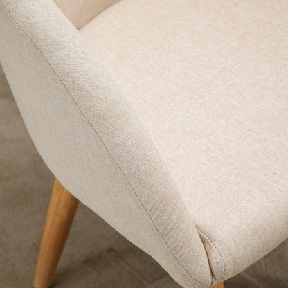 Eetkamerstoel – Kuipstoel – Stoel – Designstoel – Meubel – Set van 2 Beige Scandinavische Eetkamerstoelen – Ergonomisch Comfort – Rubberhouten Taps Toelopende Poten
