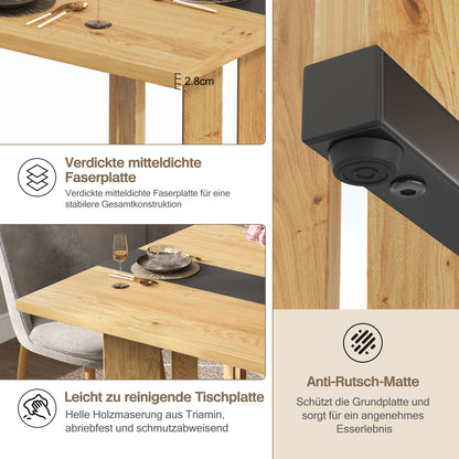 Eettafel – Keukentafel – Tafel – Dinertafel – Scandinavische Tafel – 150x80 cm – Eikenlook Melamine Krasbestendig – Zwart Metalen Frame Mat