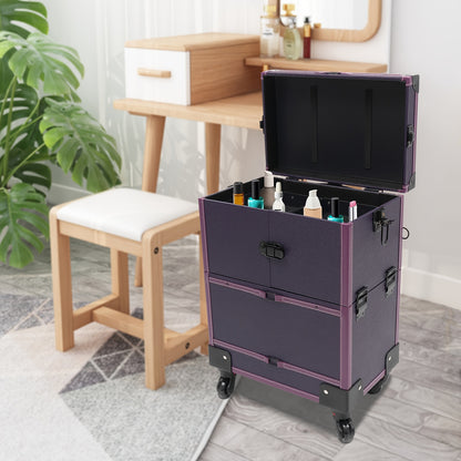 Make-upkoffer – Make-up Train Case – Cosmetica Koffer – Beautycase – Trolley – Stevig Materiaal – Ingebouwde Spiegel