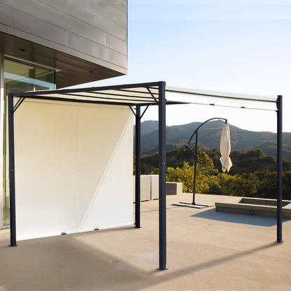 Pergola – Prieel – Tuinkapschuur – Tuinoverkapping – Uitschuifbare Pergola – Crème Kleurig Doek – 3x3 Meter – Metaal Met Epoxy Coating