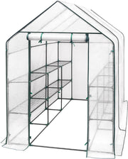 Greenhouse XL - Growing box 18 shelves - Growing box with foil - Garden greenhouse Wall greenhouse UV-resistant - White