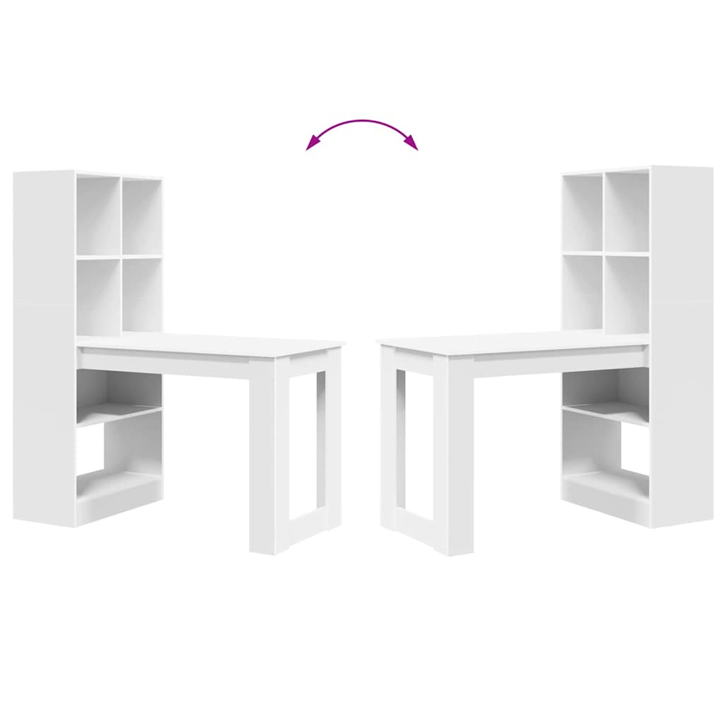 Bureau – Schrijftafel – Werkplek – Computerbureau – Bureau Wit – Krasbestendig Hout – Ingebouwde Opbergruimte