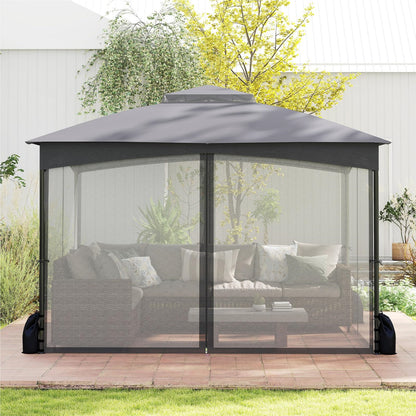 Tuinpaviljoen – Partytent – Tuintent – Prieel – Pergola – 3 x 3,6 m – Waterdicht Dubbel Dak – Inclusief Muggennetten & Zandzakken – Grijs