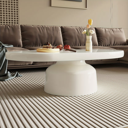 Ovale Salontafel – Moderne Tafel – Coffee Table – Woonkamermeubel – Bijzettafel – Milky White Afwerking – Ruimtebesparend Ontwerp – Duurzaam Hardhout