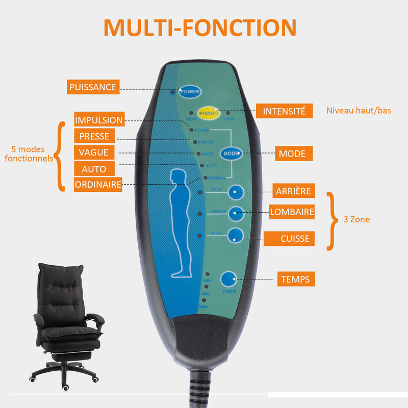 Bureaustoel – Ergonomische Stoel – Office Chair – Gamingstoel – Bureaufiets – Verstelbare Hoogte – Massagefunctie & Voetensteun