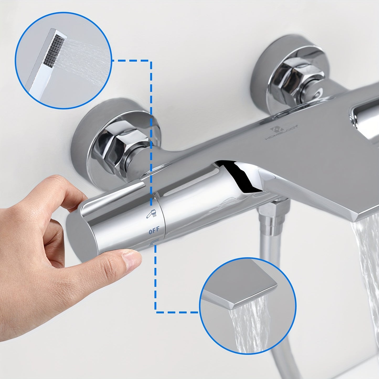 Thermostatische Douche – Douchesysteem – Regendouche – Handdouche – Douchekraan – Roestvrij Staal – 3 Sproeimodi – Zelfreinigende Handdouche