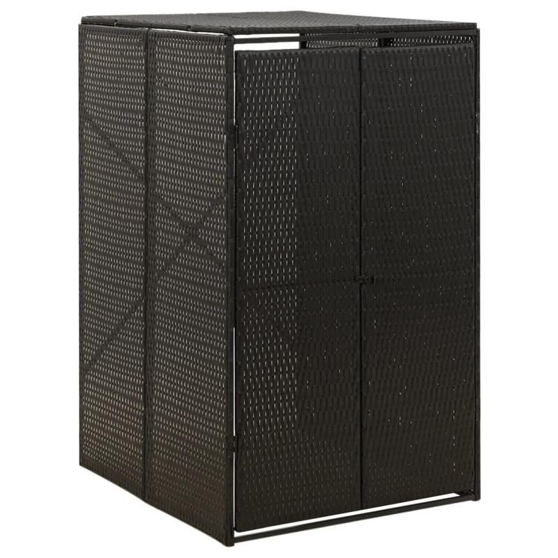 Prullenbak – Afvalbak – Vuilnisbak – Afvalemmer – Pedaalemmer – Zwarte Deksel – 70x80x117 cm – Metaal Met Polyrattan
