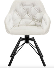 Eetkamerstoel - Set van 2 stoelen - Fluweel eetkamer stoel - Eettafel stoel - Fauteuil - Draaibaar - Velvet - Metalen poot - Wit/Cream