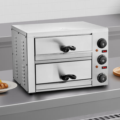 Elektrische Pizzaoven – Pizzaoven – Pizza Bakoven – Pizza Oven Voor Thuis – Pizza Oven Camping – RVS Roestvrij Staal – 305 mm Ø – Instelbare Temperatuur En Timer