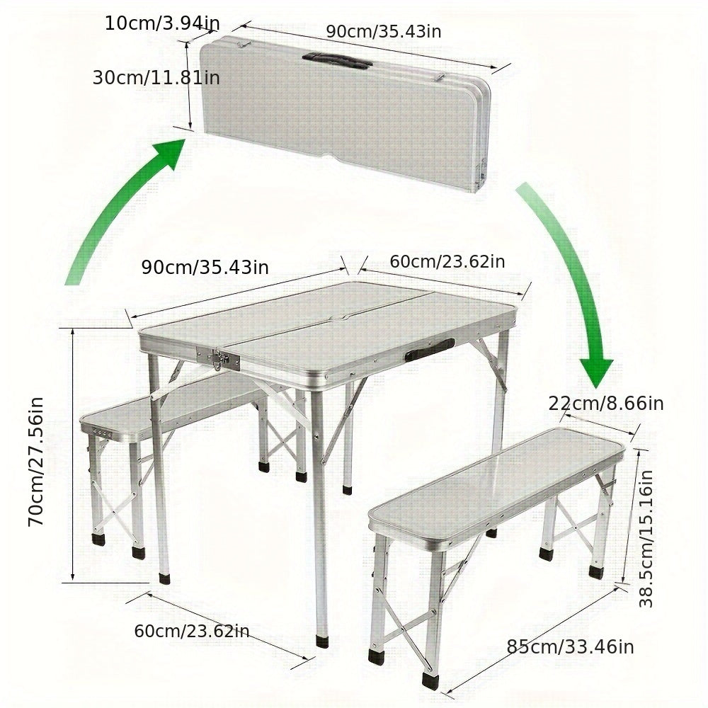 Tafel- En Stoelset Voor Buiten – Picknicktafel – Campingset – Klaptafel – Klapbanken – Aluminium Frame – Compact Opvouwbaar
