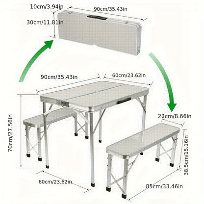 Tafel- En Stoelset Voor Buiten – Picknicktafel – Campingset – Klaptafel – Klapbanken – Aluminium Frame – Compact Opvouwbaar