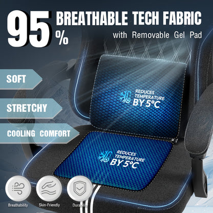 Ergonomische Gamingstoel – Bureaustoel – Game Chair – Office Chair – Comfortstoel – Hoog Rugondersteuning – Ademend Koelgel – PU Leer Zwart