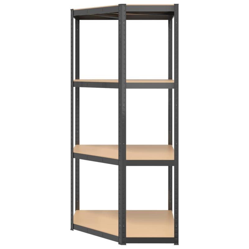 4-laagse Opbergrekken – Opbergrekken – Opbergkast – Planken – Stelling – Antraciet Industrieel Design – Heavy-Duty Stalen Frame – Houten Planken