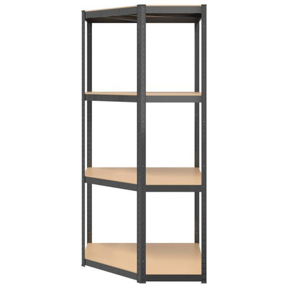 4-laagse Opbergrekken – Opbergrekken – Opbergkast – Planken – Stelling – Antraciet Industrieel Design – Heavy-Duty Stalen Frame – Houten Planken