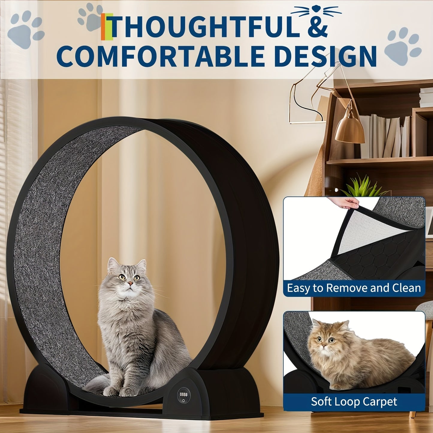 Kattenrad – Kattenloopwiel – Looprad Voor Katten – Huisdieren Rad – Binnen Speelrad – Extra Groot 114,3 cm – Stil En Met Ingebouwde Pedometer – Robuust ABS Materiaal