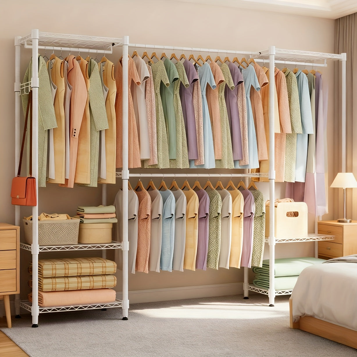 Vrijstaand Kledingrek – Draagbare Kast – Open Garderobe – Verstelbaar Rek – Stalen Kledinghouder – 230x35x180 cm – Stevig Koolstofstaal – Eenvoudige Montage