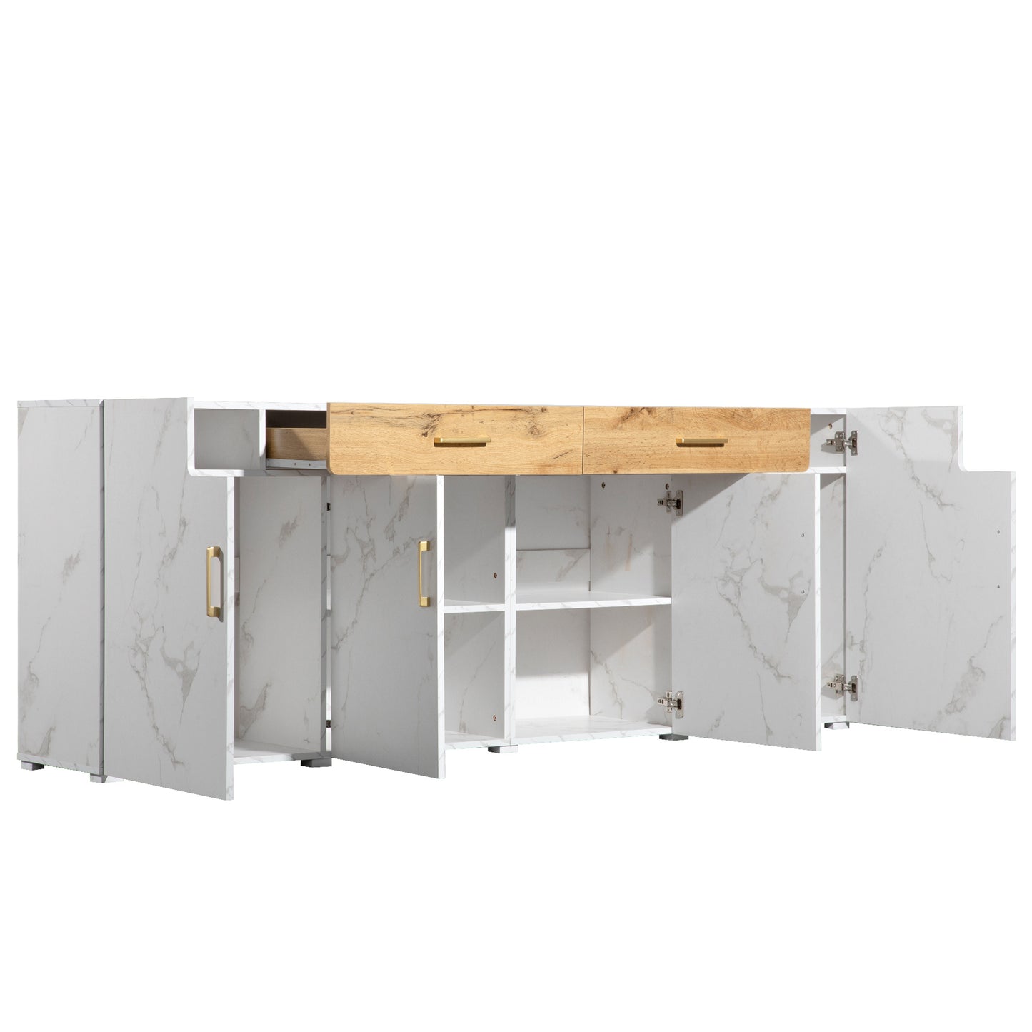 Sideboard – Dressoir – Tv-meubel – Buffetkast – Opbergkast – Houtlook Met Zwarte Accenten – 208x39,5x80 cm – MDF Met Melamine Coating